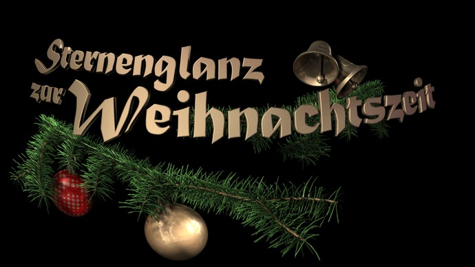 Weihnachtlich dekorierter Schriftzug des Titels "Sternenglanz zur Weihnachtszeit".