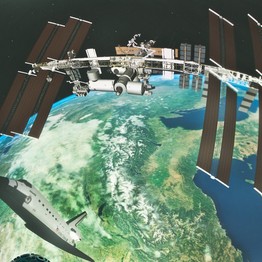 Die Internationale Raumstation (ISS) über der Erde.