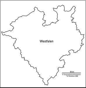 Umriss der Karte von Ost-Westfalen. Umriss der Karte von Ost-Westfalen.